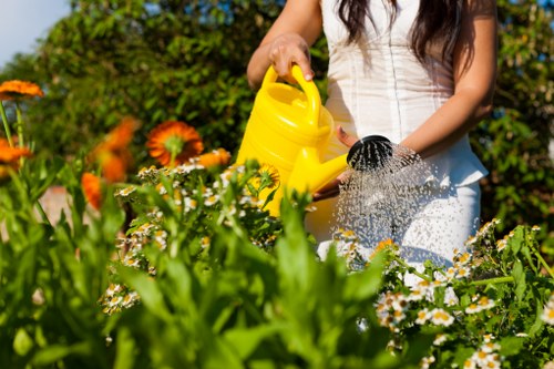 Volunteer group receiving donated soil and planters for community garden